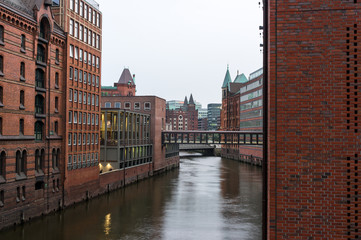 Fototapeta na wymiar La Speicherstadt, Hambourg, Allemagne