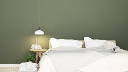 Bedroom room interior space corner of bed and Decorative wall in hotel - 3d rendering minimal style