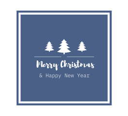 Naklejka na ściany i meble Merry Christmas and Happy New Year text banner label design frame. Vector design with message and christmas pine trees