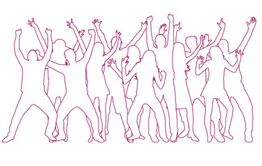 Dancing people silhouettes. Vector work.