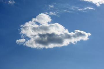 Naklejka na ściany i meble 青空と雲「空想・雲のモンスター」（思いの詰まった、浮遊感、印象的な、気持ちを込めて、ぷかぷかと浮かぶ、ゆったりとなどのイメージ）・雲などにタイトルスペース