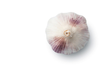 Top view of garlic on white background