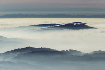 foggy inversion mountain tops