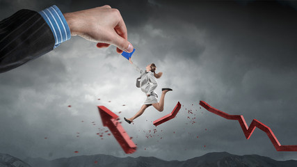 Hand of help and protection . Mixed media