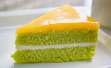 Coffee break with cake at business meeting..