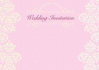 The pink wedding invitation card background template with pattern, ornament