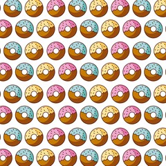 sweet donut dessert pastry seamless pattern vector illustration