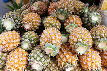 Fresh pineapple in local shop for sell at Yaowarat, Bangkok, Thailand