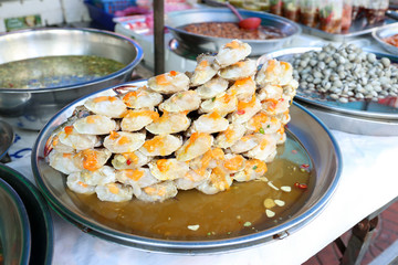 Spicy crab for sell at Yaowarat market, Bangkok, Thailand