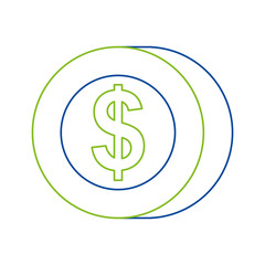 coin dollar money cash payment mobile button vector illustration