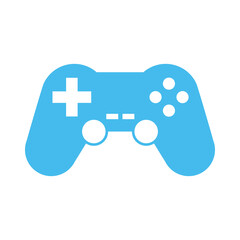 White game controller icon vector illustration. blue background
