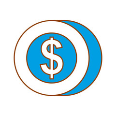 coin dollar money cash payment mobile button vector illustration