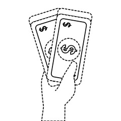 hand holding banknote money cash dollar vector illustration