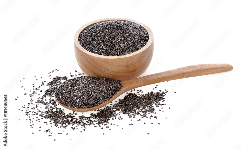 Canvas Prints chia seeds isolated on white background.