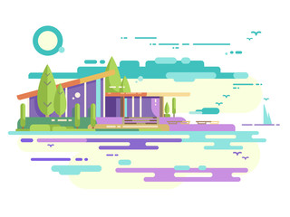 Modern house with panoramic windows