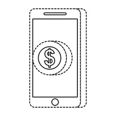 mobile phone pay coin money online technology vector illustration
