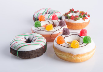 Assorted donuts donuts on a background