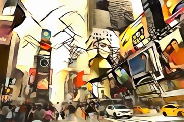 The interpretation of abstract city skyline illustration of new York's avant-garde