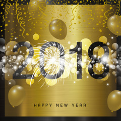 Happy new year 2018 design on metal background vector illustration