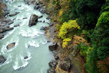 秋の奥多摩 御岳渓谷 多摩川と奇石