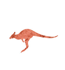 kangaroo with watercolor texture silhouette