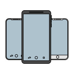 set of mobile phone gadget with blank screen vector illustration