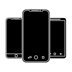 set of mobile phone gadget with blank screen vector illustration