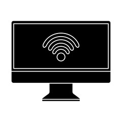 monitor computer wifi connection screen device vector illustration