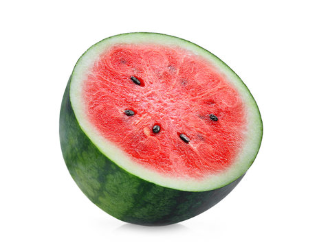 half of fresh watermelon isolated on white background