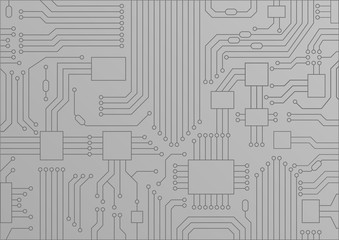Light gray vector illustration of circuit board / CPU close up as concept for digitization.