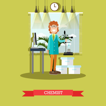 Chemist concept vector illustration in flat style