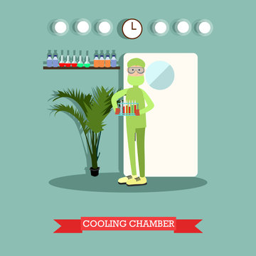 Cooling chamber concept vector illustration in flat style
