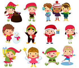 Fototapeta na wymiar Group of Christmas children collection