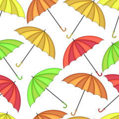 Seamless vector pattern. The background of scattered colorful umbrellas.