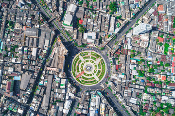 Circle roundabout city junction top view