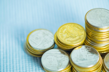 Stacks of coins with copy space for business and financial concept. shallow focus.