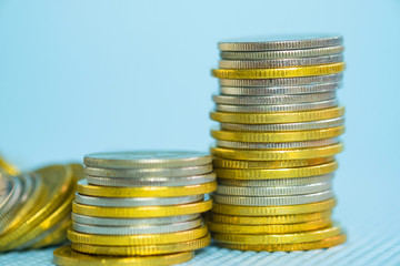 Stacks of coins with copy space for business and financial concept. shallow focus.