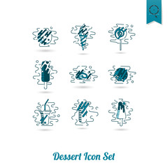 Dessert Icon Set in Modern Flat Design Style