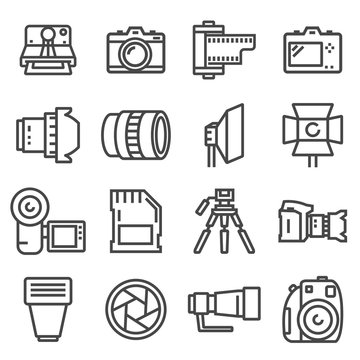 vector line photo icons set