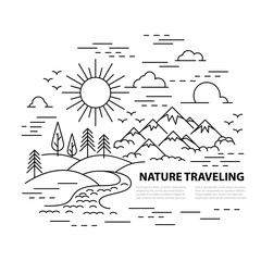 Flat line style travel banner - 181439748