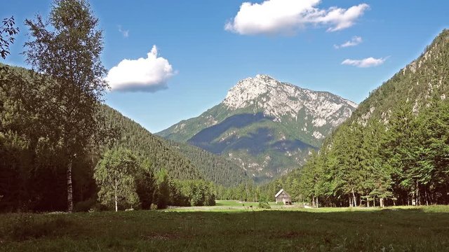 Mountain cabin in European Alps, Robanov kot, Slovenia