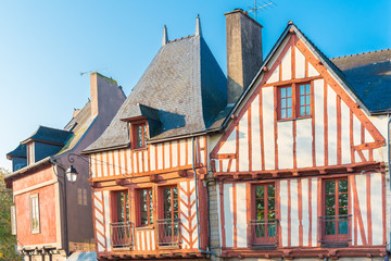 Vannes old half-timbered houses, beautiful touristic town in Brittany

