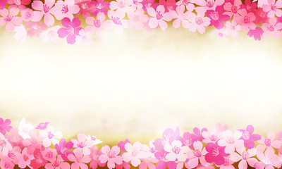 水彩画風の桜の背景素材　Background with watercolor cherry blossoms - Japanese sakura background