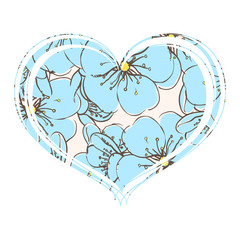 Delicate blue flowers in the heart