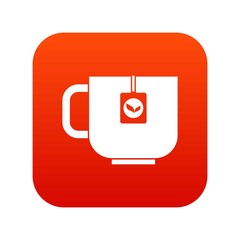 Cup of tea icon digital red