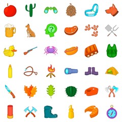 Hunter icons set, cartoon style