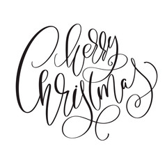 Calligraphic inscription Merry Christmas with flourish. Vector illustration