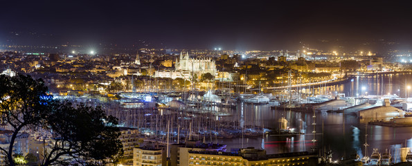 Fototapeta na wymiar Nightlife in the bay of Palma, Mallorca