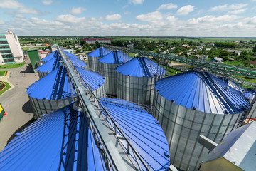 Steel towers of silos, view from a bird's-eye view. © nordroden