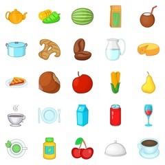 Allergen icons set, cartoon style